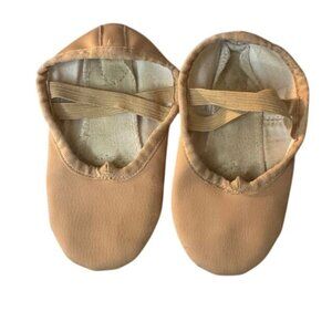 Girls Stelle Leather Ballet Dance Slippers With Elastic Straps